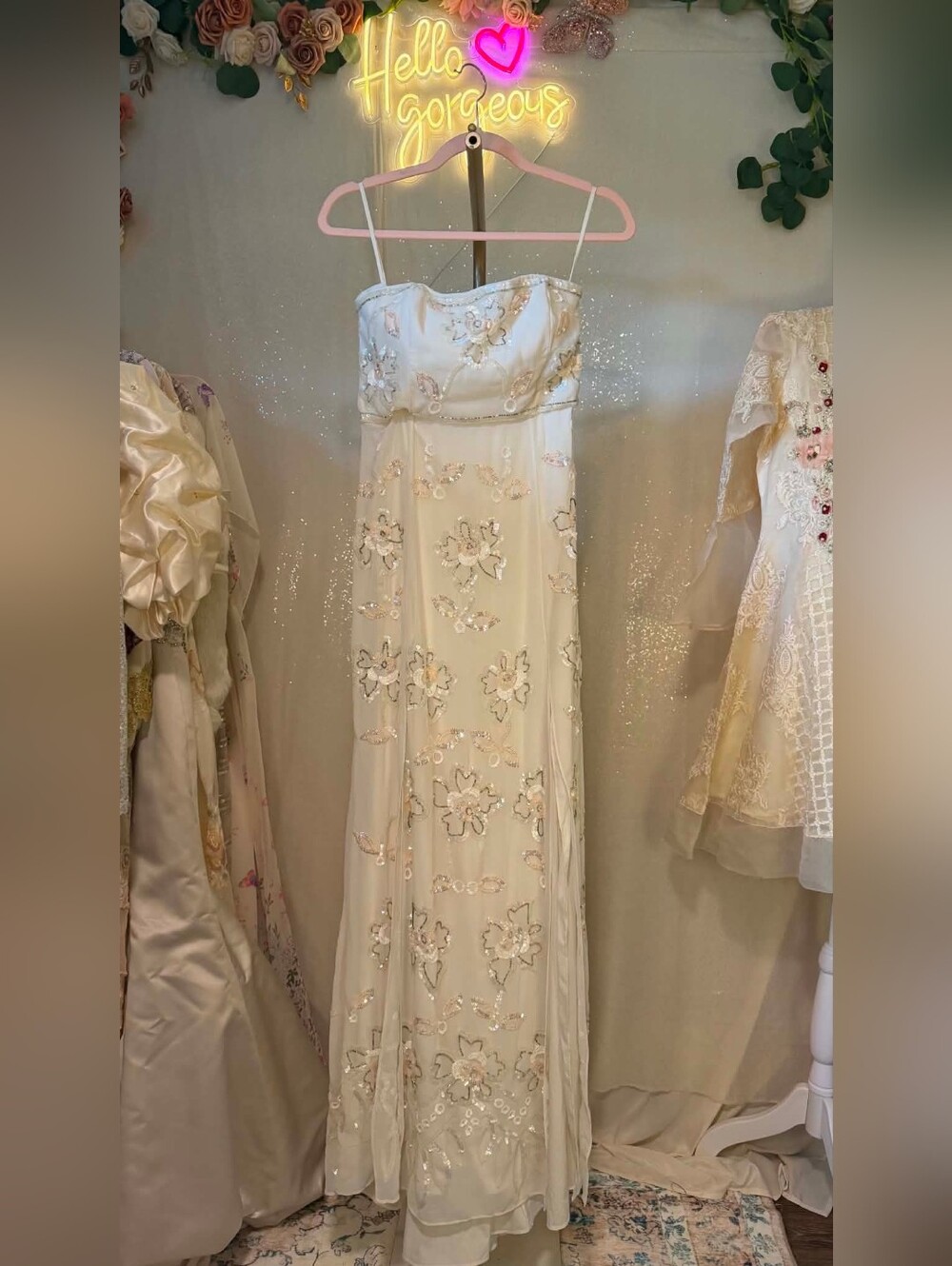 Needle & Thread Size 6 Ivory Sequin Floral Embellished Maxi Gown - Picture 6 of 11